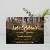 Elegant Foto Modern Afstuderen Folie Uitnodiging (Staand Voorkant)