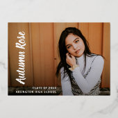 Elegant Foto Modern Afstuderen Folie Uitnodiging (Achterkant)