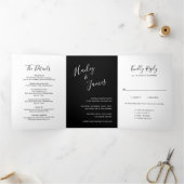 Elegant foto Modern Black Simple Wedding Drieluik Uitnodiging (Binnen)