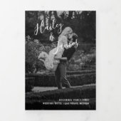 Elegant Foto Modern Dusty Roos Pink Wedding Drieluik Uitnodiging (Cover)