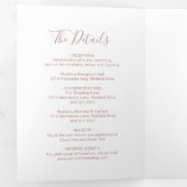 Elegant Foto Modern Dusty Roos Pink Wedding Drieluik Uitnodiging (Binnenzijde eerst)