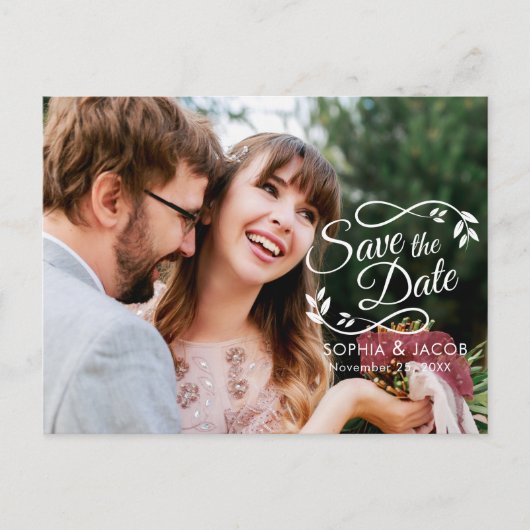 Elegant Foto Modern Script Sla de datum op Aankondigingskaart (Voorkant)