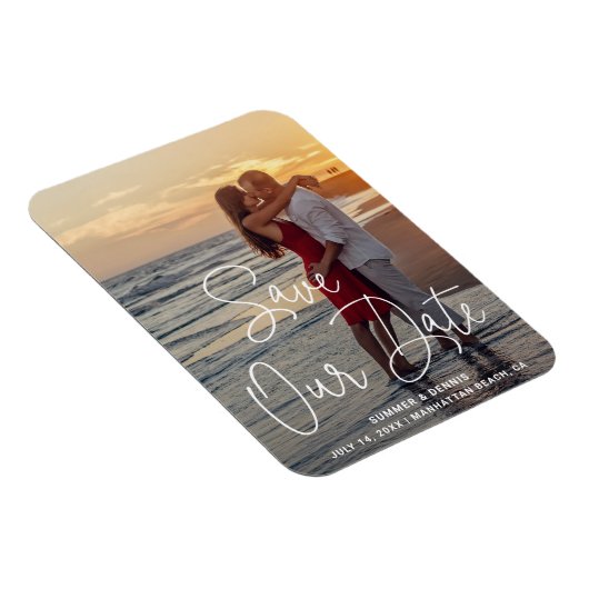 Elegant Foto Modern Wedding Save the Date Magneet (Rechterzijde)