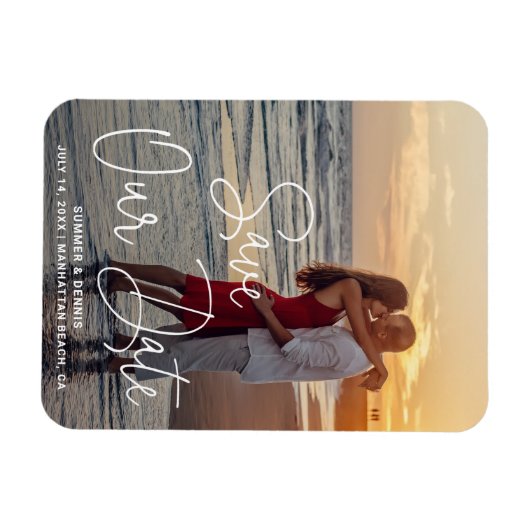 Elegant Foto Modern Wedding Save the Date Magneet (Horizontaal)