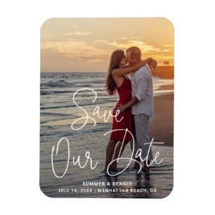 Elegant Foto Modern Wedding Save the Date Magneet