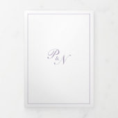 Elegant Foto Monogram Dusty Paars Formal Wedding Drieluik Uitnodiging (Cover)