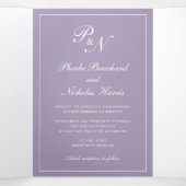 Elegant Foto Monogram Dusty Paars Formal Wedding Drieluik Uitnodiging (Binnenkant midden)