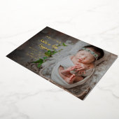 Elegant Foto Newborn Girl Birth Announement Folie Uitnodiging (Gedraaid)