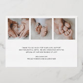 Elegant Foto Newborn Girl Birth Announement Folie Uitnodiging (Achterkant)