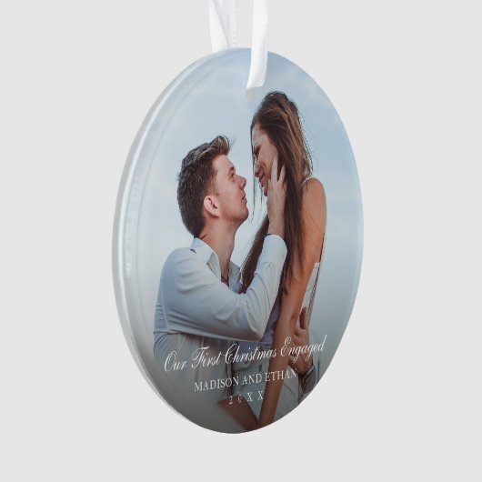 Elegant foto Ons eerste kerstfeest Ornament (voorkant)