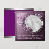 Elegant Foto Paars Floral 30th Birthday Kaart (Voorkant / Achterkant)