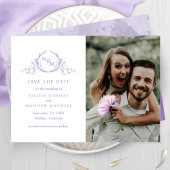 Elegant Foto Paars Monogram Weddenschap Save The Date