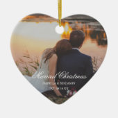 Elegant Foto Pas getrouwd met kerstmis Keramisch Ornament (Voorkant)