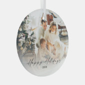 Elegant foto Prettige feestdagen kerstboomglas Glas Ornament (Voorkant Rechts)