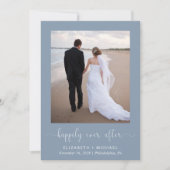 Elegant foto QR Code Dusty Blue Wedding Reception Kaart (Voorkant)