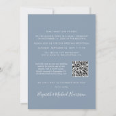 Elegant foto QR Code Dusty Blue Wedding Reception Kaart (Achterkant)