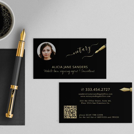 Elegant foto QR CODE mobiele notaris ondertekenaar Visitekaartje