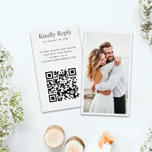 Elegant foto QR Code online RSVP Enclosure Informatiekaartje