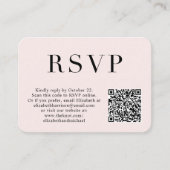 Elegant foto QR code roze bruiloft RSVP Informatiekaartje (Voorkant)