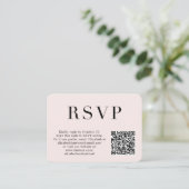 Elegant foto QR code roze bruiloft RSVP Informatiekaartje (Staand voorkant)