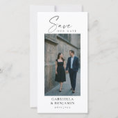 Elegant foto QR-code script bruiloft hoog wit Save The Date (Voorkant)