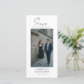 Elegant foto QR-code script bruiloft hoog wit Save The Date (Staand voorkant)