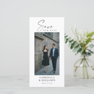Elegant foto QR-code script bruiloft hoog wit Save The Date