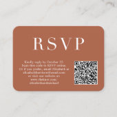 Elegant foto QR Code Terracotta Wedding RSVP Informatiekaartje (Voorkant)