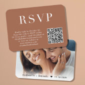 Elegant foto QR Code Terracotta Wedding RSVP Informatiekaartje