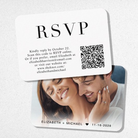 Elegant foto QR Code Weddenschap RSVP Informatiekaartje