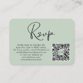 Elegant foto QR Code Weddenschap Sage RSVP Informatiekaartje (Voorkant)