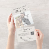 Elegant foto QR Code Weddenschappen Receptie All In One Uitnodiging (Afscheurbaar)