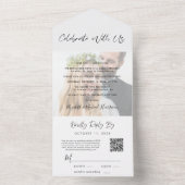Elegant foto QR Code Weddenschappen Receptie All In One Uitnodiging (Binnen)