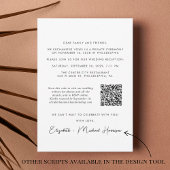 Elegant foto QR Code Weddenschappen Receptie Kaart