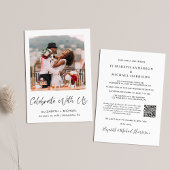 Elegant foto QR Code Weddenschappen Receptie Kaart