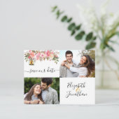 Elegant Foto Roos Gold Coral Floral Aankondiging (Staand voorkant)