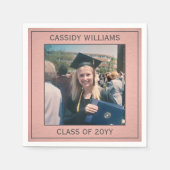 Elegant Foto roze Rose Gold Modern Afstuderen Servet (Voorkant)