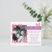 Elegant Foto Roze vlinder baby shower Kaart (Staand voorkant)