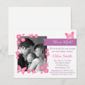 Elegant Foto Roze vlinder baby shower Kaart (Voorkant / Achterkant)