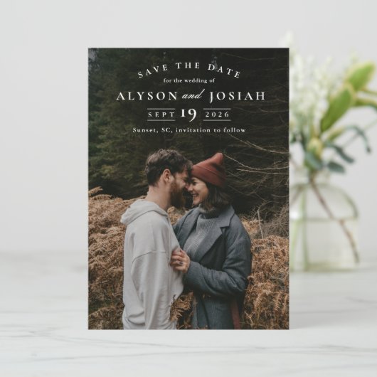 Elegant foto save the date (Staand voorkant)