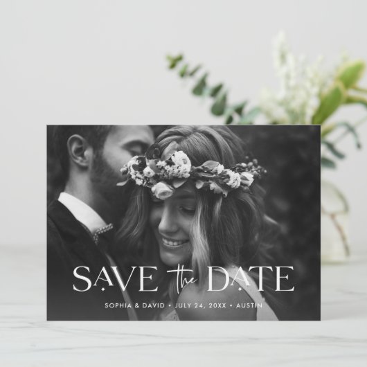 Elegant foto save the date (Staand voorkant)