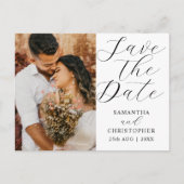 Elegant foto Save the Date Black & White Wedding Aankondigingskaart (Voorkant)