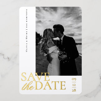 Elegant Foto Script Save the date Folie Feestdagenkaart