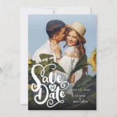 Elegant Foto Script Trouw Save the Dates Goud Date (Voorkant)