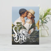 Elegant Foto Script Trouw Save the Dates Goud Date (Staand voorkant)