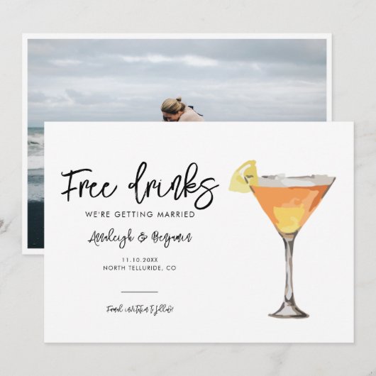 Elegant Foto Script Trouwdag Save The Date (Voorkant / Achterkant)