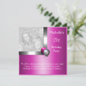 Elegant Foto Silver Pink Ballon 21st Birthday Kaart (Staand voorkant)
