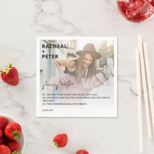 Elegant foto Simple Couple Fact voor bruiloft Servet (Insitu)