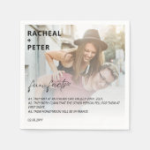 Elegant foto Simple Couple Fact voor bruiloft Servet (Voorkant)