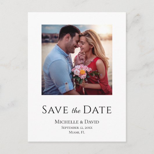 Elegant Foto Simple Modern Wedding Save the Date Aankondigingskaart (Voorkant)